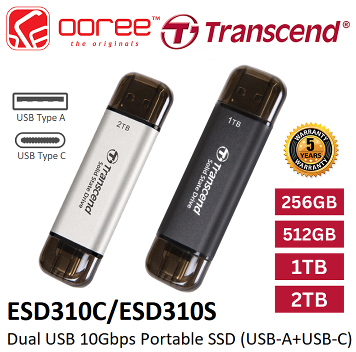 Transcend Ext Ssd Esd310c Esd310s Dual Usb 10 Gbps External Portable Ssd With Usb C And Usb A 6690