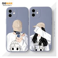 GUMAN เคสคู่ เคสไอโฟน คู่รัก ขอบเหลี่ยมกันกระแทกซิลิโคนนุ่มการ์ตูนน่ารักตลก เคสโทรศัพท์ Compatible for  14 13 12 11 Pro Max SE 2020 X XR XS 8 7 6 6S Plus พลัส XYM938