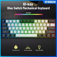 EFdikou แกนสีเขียวแป้นพิมพ์แบบมีสายแกนสีแดงแกน K620ไฟสำหรับเล่นเกม Esports คีย์สำหรับ Type-C61แล็ปท็อป