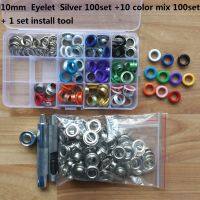 200set Mix color eyelet and Eyelet Punch Die Tool Set for Leather Craft Clothing Grommet Banner 10mm