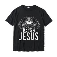 Funny Reps 4 Jesus Gym Weightlifting T-Shirt Comics T Shirt For Men Cotton T Shirts Custom Classic