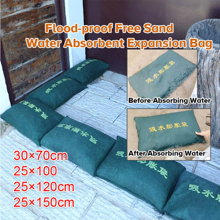 Quick Dam Flood Barrier, Water Activated Sandless Sandbag, 12"" X