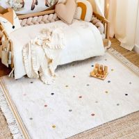 【DT】hot！ Childrens Room Soft Round Tassel Floor Large Area Bedroom IG Decoration Dots Rug ковер 러그