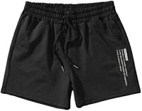 GORGLITTER Mens Slogan Graphic Track Shorts Casual Drawstring Waist Running Cool Shorts