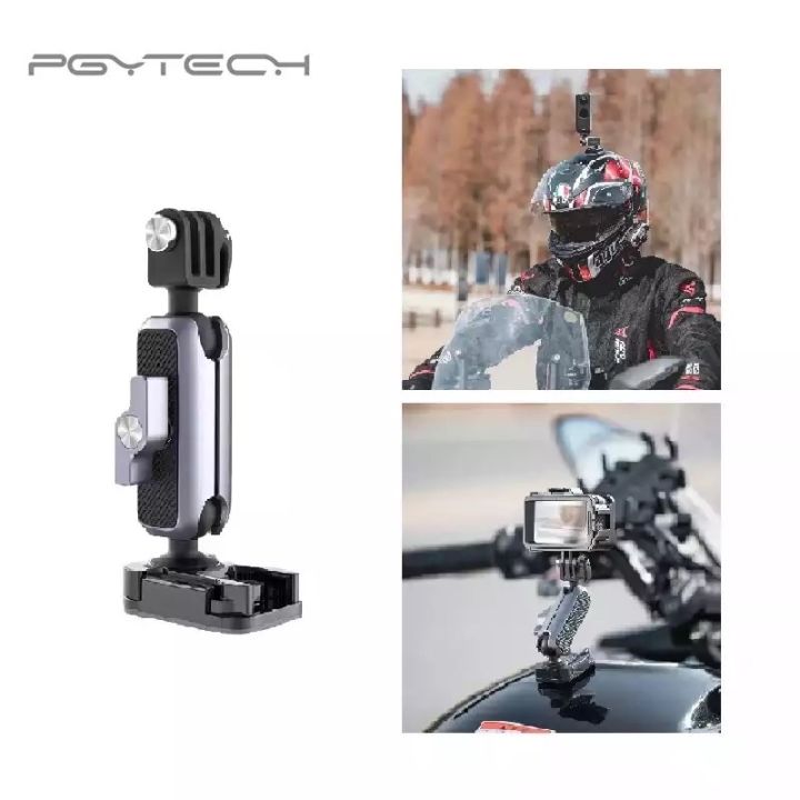 pgytech-motorcycle-helmet-adhesive-mount-for-gopro-10-9-8-7-insta360-one-rs-x-x2-action2-pocket2-อุปกรณ์ต่อหมวกกันน็อค-อลูมิเนียม-แบบปรับองศาได้