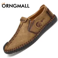 ORNGMALL Breathable Shoes Men Flats Men Canvas Shoes Casual Flat Loafers Men Boat Shoes Fashion Lightweight Comfortable Flats Men Artificial Soft Leather Shoes Big Size 38-46