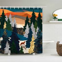 3D Forest trees landscape printing bathroom shower curtain polyester waterproof home decoration curtain with hook bath curtain