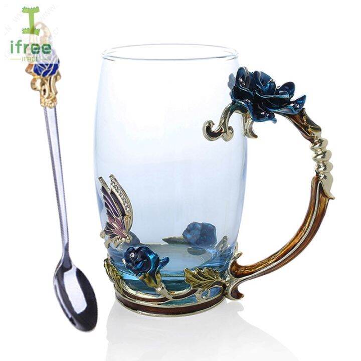 fe-enamel-coffee-tea-cup-mug-3d-rose-butterfly-glass-cups-wedding-gift