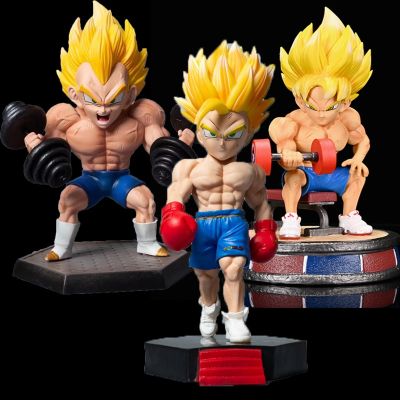 ZZOOI Dragon Ball Z Vegeta Son Gohan Goku Fitness Figure DBZ Muscle Man Model Bodybuilding Series Gym Anime Statue Figurine Gifts