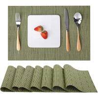 【CC】◆✥  Inyahome Table Mats Set of 1/6/10 Indoor Placemats Washable Non-Slip Heatproof Woven for Dining