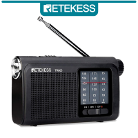 Retekess tr605 AM FM ดำเนินการวิทยุแบบพกพาคลื่นสั้นวิทยุทรานซิสเตอร์ที่มี LED ฉุกเฉินไฟฉายช่องเสียบหูฟัง (สีดำ)