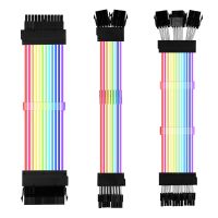 PSU Extension Cable RGB Motherboard Extension ATX 24PIN,GPU Extension Double/Triple 8PIN PCI-E 6+2Pin Rainbow Cord PC Decoration