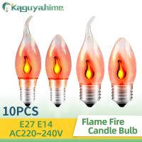 KPS 10pcs/Lot Candle Bulb Tail Flicker Flame/Filament Edison/LED SMD E14/E27 LED Bulb Candle Light E14 220V Candle Home Lamp