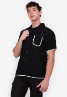 Zalora Basics - Contrast Binding Short Sleeve Shirt