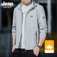 JEEP SPIRIT เสื้อแจ็กเก็ตผู้ชาย,เสื้อผ้ากันแดดไหมน้ำแข็งฤดูร้อนของผู้ชายตกปลาแบบบางแห้งเร็วเสื้อคลุมกันแดดขนาดใหญ่ระบายอากาศได้ดีป้องกันแสงแดด