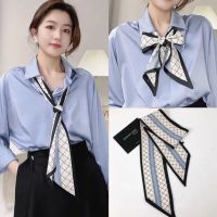 ★New★ Korean version of the spring and autumn new diamond-shaped thin and narrow long strip decorative small scarf female silk scarf dual-use collarbone scarf headband tied bag