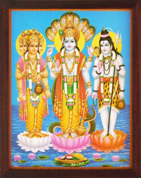 Icraft Store Shiva Brahma with Vishnu and Shiva In Sea Giving Blessings ...