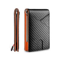 Mens Wallet Money Clip Carbon leather Thin Bifold Business ID Window Dompet Kulit Lembu Lelaki Birthday Men