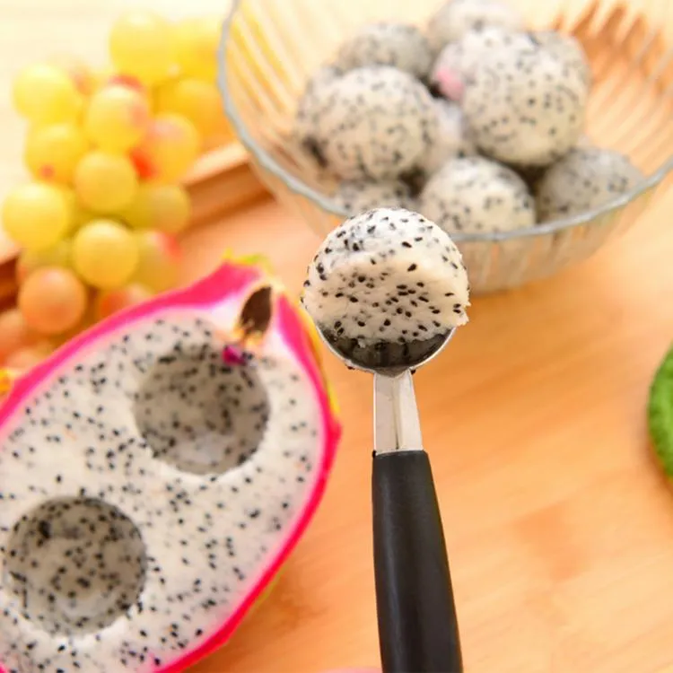 SDJMa Double Ended Headed Fruit Icecream Ball Spoon,Stainless Steel Melon  Baller,Smooth Round Melon Balls Melon Scoop for Watermelon/Ice