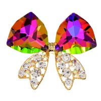 CINDY XIANG Beautiful Shining Rainbow Crystal Bowknot Pin Brooches For Women