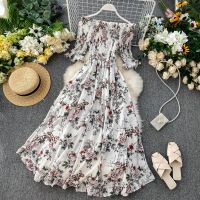 bohemian floral beach korean women ladies chiffon summer maxi dress ready stock