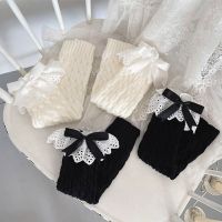 Kawaii Bow Leg Warmers Women Girl Harajuku Lolita Knitted Foot Cover Boots Cover Autumn Winter Leg Socks