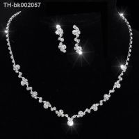 ∏ Silver Color Shiny Crystal Trendy Jewelry Set Choker Necklace Earrings Jewelry Bridal Wedding Engagement Bridesmaid Jewelry Set