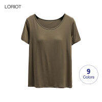 LORIOT เสื้อชั้นในเสื้อยืดสำหรับผู้หญิงกดขึ้นยืดได้เสื้อแขนสั้นเสื้อยืดลำลองเซ็กซี่เกาหลี SA0762