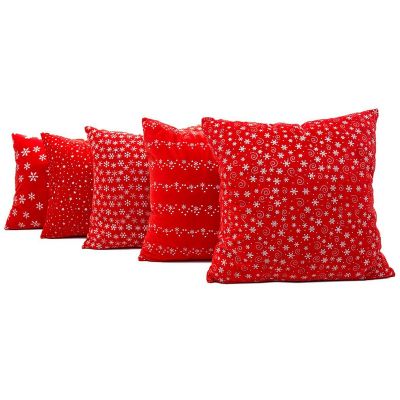 Christmas Decor Throw Pillow Cushion Cover Pillowcase Square Pillowcase Red Set Of 5