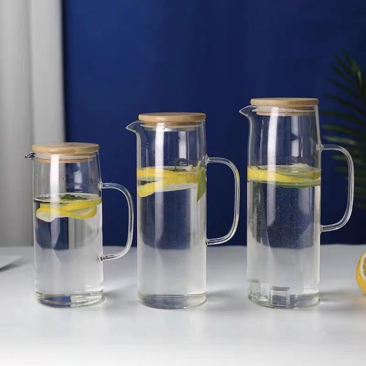 1pc High-capacity Heat-resistant Glass Water Pitcher For Cold/hot