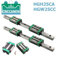 ชิ้นส่วนเราเตอร์แกะสลัก HGW25CC CNC/Flang HGH25CA แคร่บล็อกสไลด์ + 4ชิ้น100-1100มม. รางรางเลื่อนตรงเรียบตาราง HGH25 HGR25 2ชิ้น