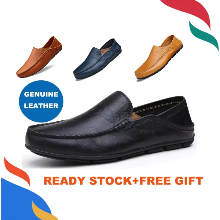 【Ready Stock】Men's Genuine Leather Loafers Male Casual Leather Shoes ...