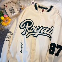 Lapel single-breasted autumn jacket couple tide ins Korean fashion retro handsome Hong Kong style baseball uniform jacket