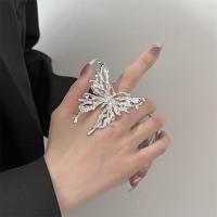 2022 New Fashion Silver Color Liquid Metal Butterfly Ring for Women Punk Exaggerated Open Adjustable Rings Aesthetic Y2K Jewelry