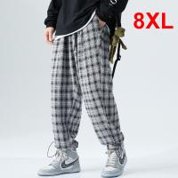 Mens Plaid Pants Fashion Casual Sweatpants Men Spring Joggers Male Elastic Waist Trousers Mens Jogging Pants Plus Size 8XL