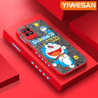 YIWESAN เคสสำหรับ Realme 8 4G Realme 8 Pro,เคสมีน้ำค้างแข็งโปร่งใสลายการ์ตูนโดราเอมอนแบบแข็งขอบสี่เหลี่ยมด้านข้างมีลายกล้องปลอกซิลิโคนเคสนิ่มป้องกันการกระแทก