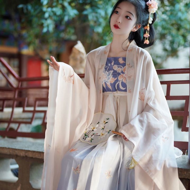 Hanfu 汉服 唐制汉服【慕蝶】汉服女唐制 诃子裙大袖一片式印花春夏套装 | Lazada