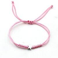 Lucky Star Pink Rope Woven Bracelet Women Adjustable Thin Bangles Jewelry Making Bracelets For Girls Birthday Gift Pulseras Charms and Charm Bracelet