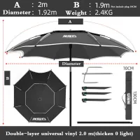 ร่มกันแดดแบบพกพาร่มตกปลาขนาดใหญ่พร้อมกระเป๋าสองชั้นพกพาพับได้ร่มออกแคมป์ชายหาดกลางแจ้งกันฝน