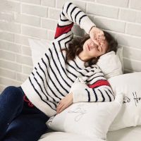 [COD] Factory direct sales hot style one piece soft striped pajamas set thickened warm home clothes for ladies