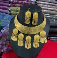 PTT เครื่องประดับชุดไทย สีทอง สร้อยคอต่างหู สร้อยคอชุดไทย สร้อยลานนา สร้อยชุดพื้นเมือง Thai tradition style gold necklace