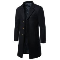 Men Winter Warm Solid Color Double Breasted Trench Coat Long Slim Jacket Business Coats for Men Overcoat