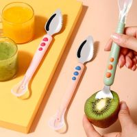 Cute Spoons Feeding Scraper First Mud Puree Shower Silicone Spoon Soft Baby Fruit Food Scraping Infant Training Spoons Bowl Fork Spoon Sets