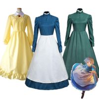 SHUAIYI อะนิเมะ Howls Moving Castle คอสเพลย์ Vestido Longo para Mulheres Azul Amarelo Verde Clássico ฮาโลวีน Trajes de Carnaval