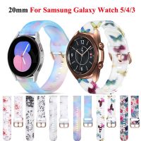 Gelang tali untuk jam Samsung Galaxy 20mm silikon cetak tali gelang untuk jam Samsung Galaxy 5 pro 45mm/Active2/jam 4 40 44mm Klasik 42 46mm