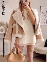 ❃﹉☁ Lamb Wool Sided Leather Jacket 2023 Lapel Fur Outwear Ladies Fashion Thicken Warm Overcoat