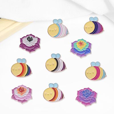 Creative Trendy Cartoon Rainbow Bee Flowers Oil Drop Lapel Brooch Badge Pin Denim Bag Gift Men Women Fashion Jewelry Accessories