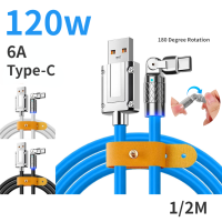 120W 6A การหมุน180องศา USB ชาร์จเร็วสุดๆสายข้อมูลหนาชนิด C เข้ากันได้กับสายการข้อมูลโทรศัพท์มือถือโทรศัพท์