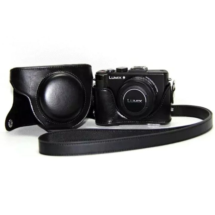 pu-leather-case-bag-for-panasonic-lumix-dmc-lx7-lx7-lx5-lx3-protective-bottom-cover-shoulder-strap-camera-video-hard-bag