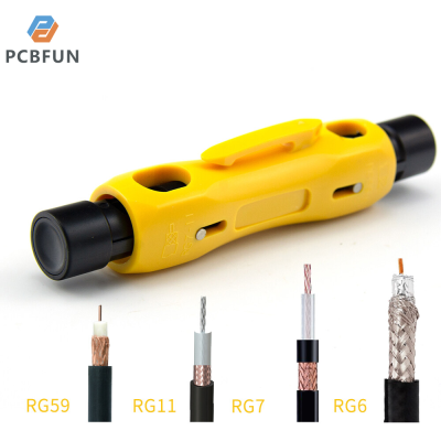 pcbfun Coaxial สายเคเบิลปากกาเครื่องตัด Stripper Hand Stripping คีมเครื่องมือสำหรับ RG59 RG11 RG7 RG6ช่างไฟฟ้าซ่อมเครื่องมือสีเหลือง